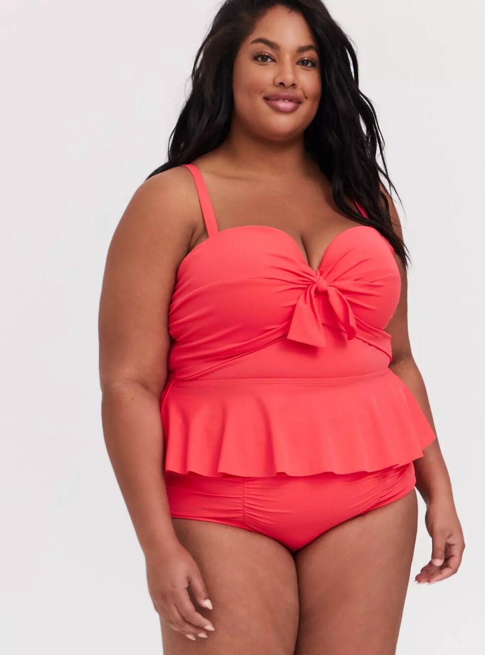 Torrid Underwire Tie-Front Peplum Midkini Pink 3X